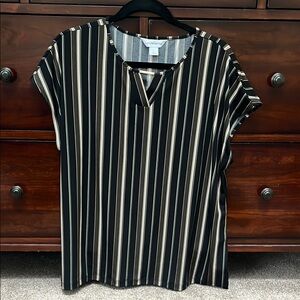 Black and White Striped Women's Top